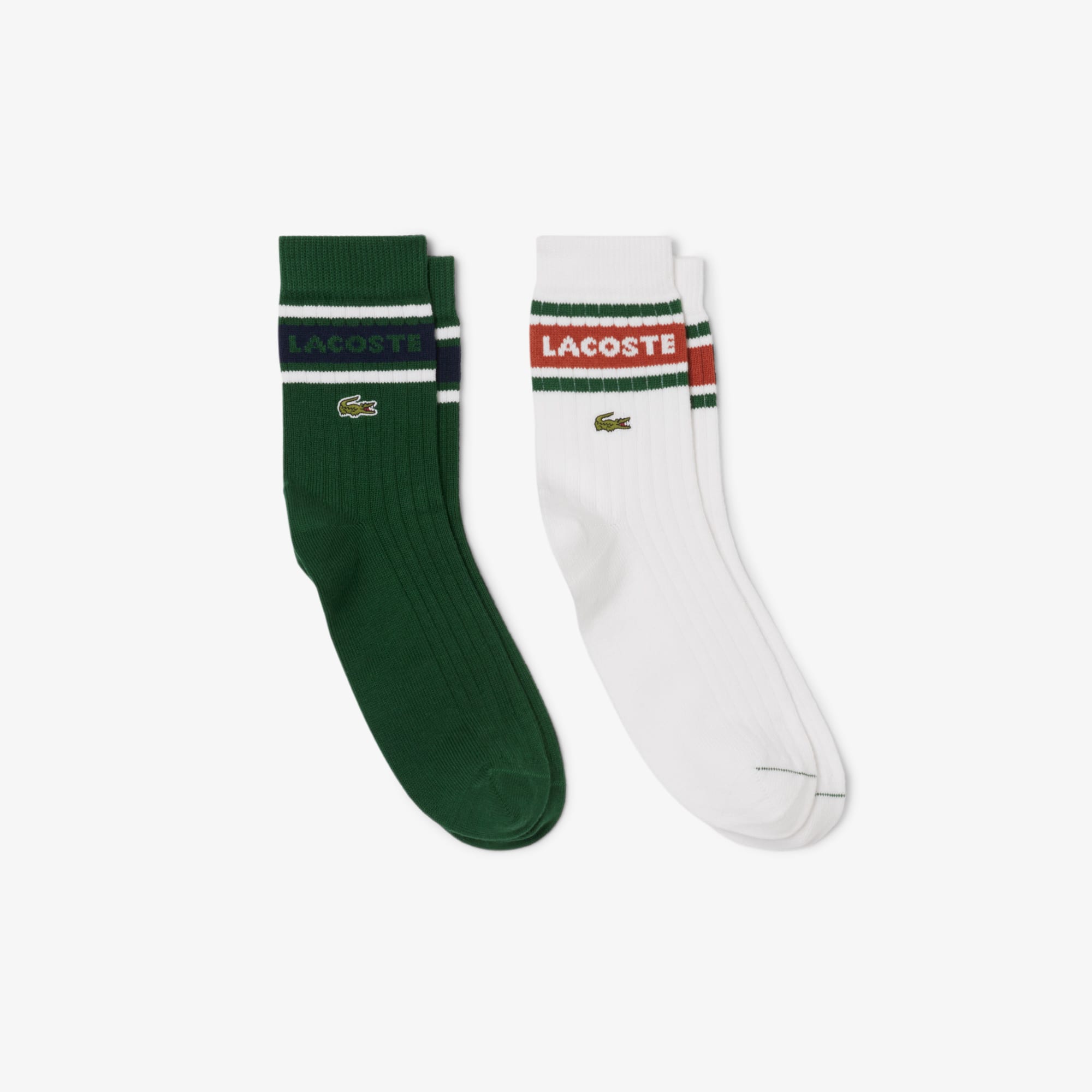 Lacoste Unisex 2-pack Ribbed Cotton Socks - 3 - 5.5 In Multi