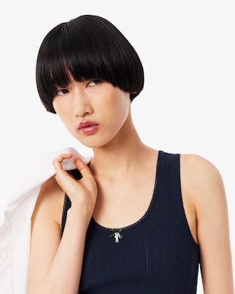 Women's Slim Fit Pointelle Knit Cotton Tank Top