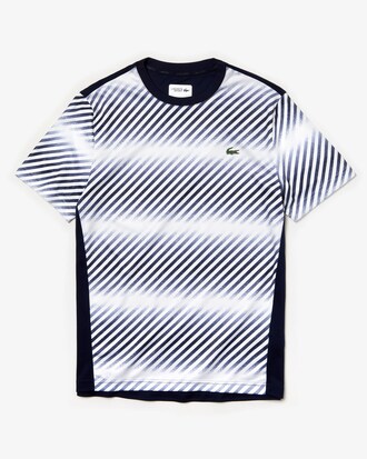 Men's SPORT Crew Neck Shaded Stripes Tech Piqu&eacute; Tennis T-shirt