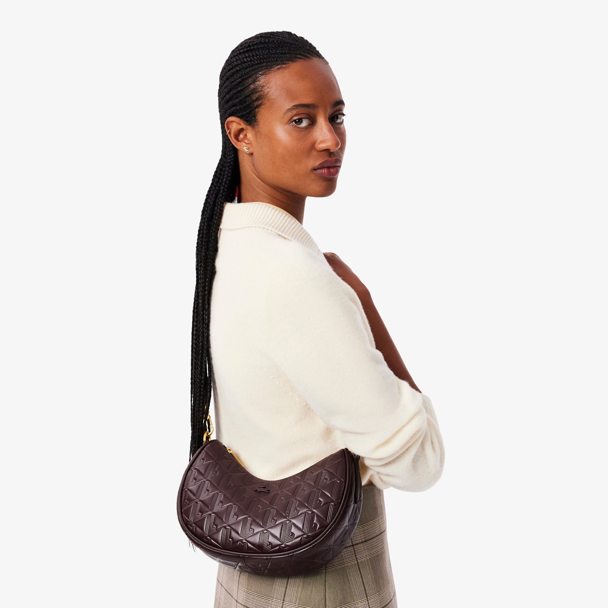 Women's Maheki Embossed Leather Half Moon Bag - Bags - New