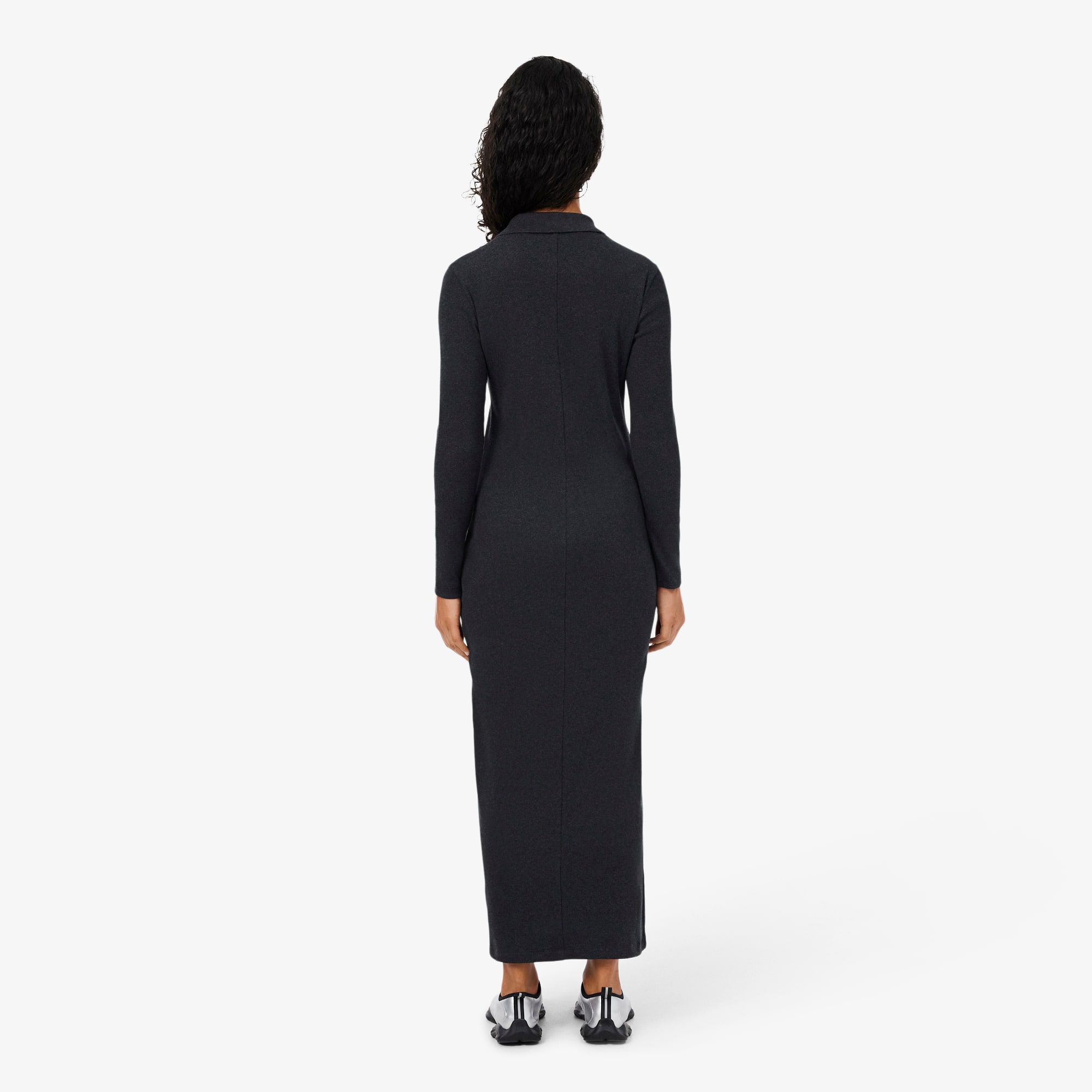 Women's Slim Fit Ribbed Cotton Polo Collar Dress - Dresses - New