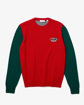 Jersey para hombre en lana responsable con bloques de color y cuello redondo