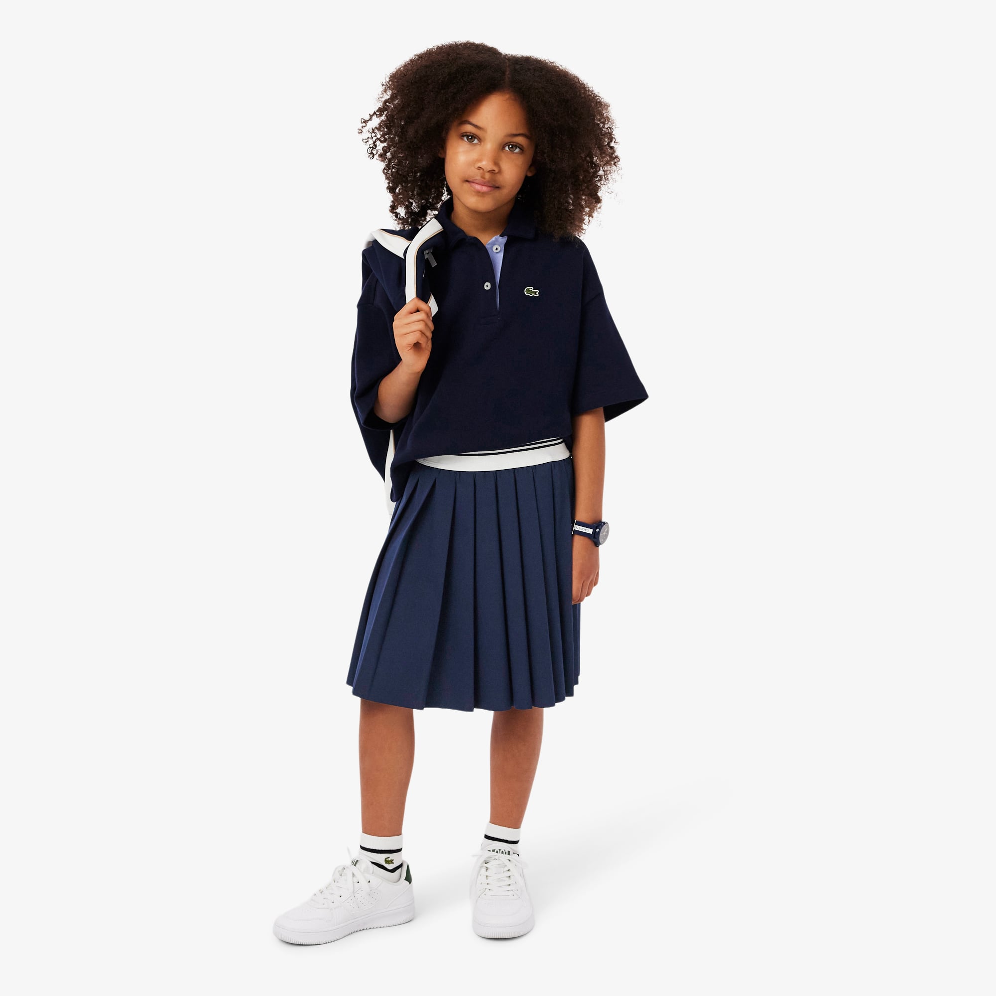 Girls' Oxford Cotton Pleated Skirt
