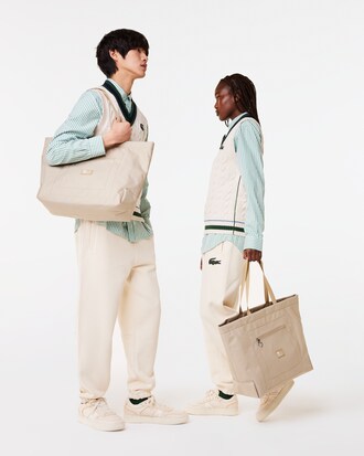 Bolso tote unisex Lacoste oversized con marca a contraste