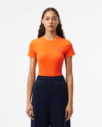Women's Slim Fit Ribbed Cotton T-Shirt