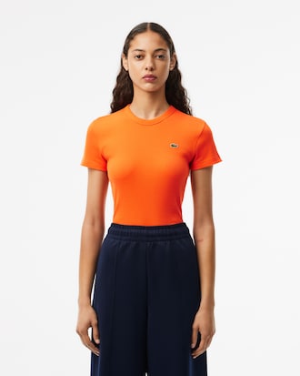 Women's Slim Fit Ribbed Cotton T-Shirt