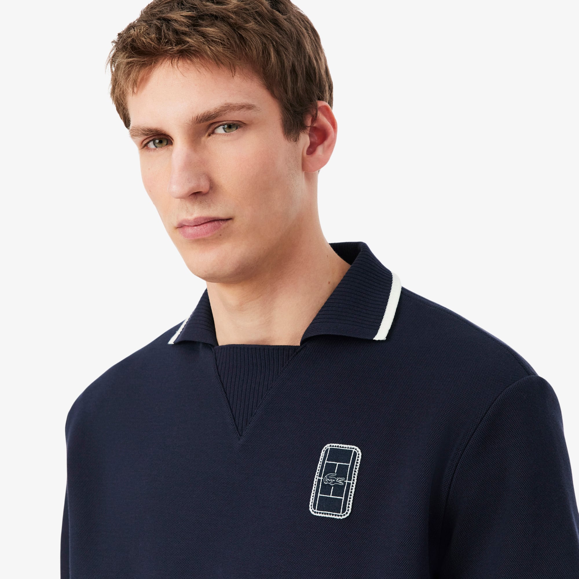 Loose Fit Embroidered Badge Piqué Polo Shirt