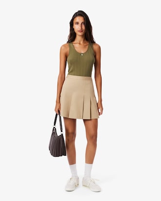 Women's Short Stretch Cotton Pleated Skirt