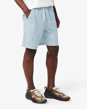 Crocodile Print Stripe Cotton Shorts