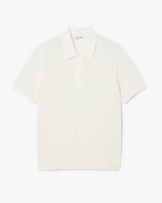 Men's Fluid Ribbed Knit Polo Collar Sweater