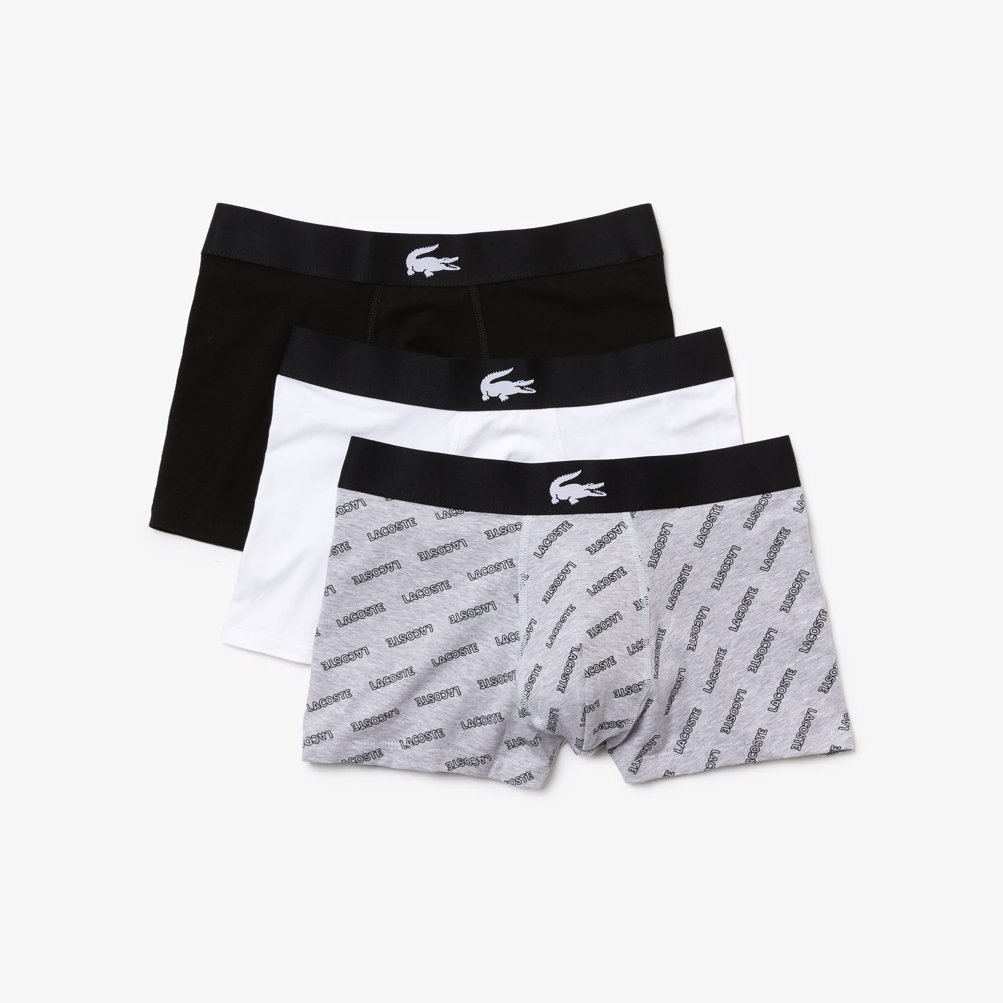 LACOSTE COTTON STRETCH TRUNK 3 PACK×２ Men's 3-Pack Stretch Cotton Trunks - Underwear - New In 2025