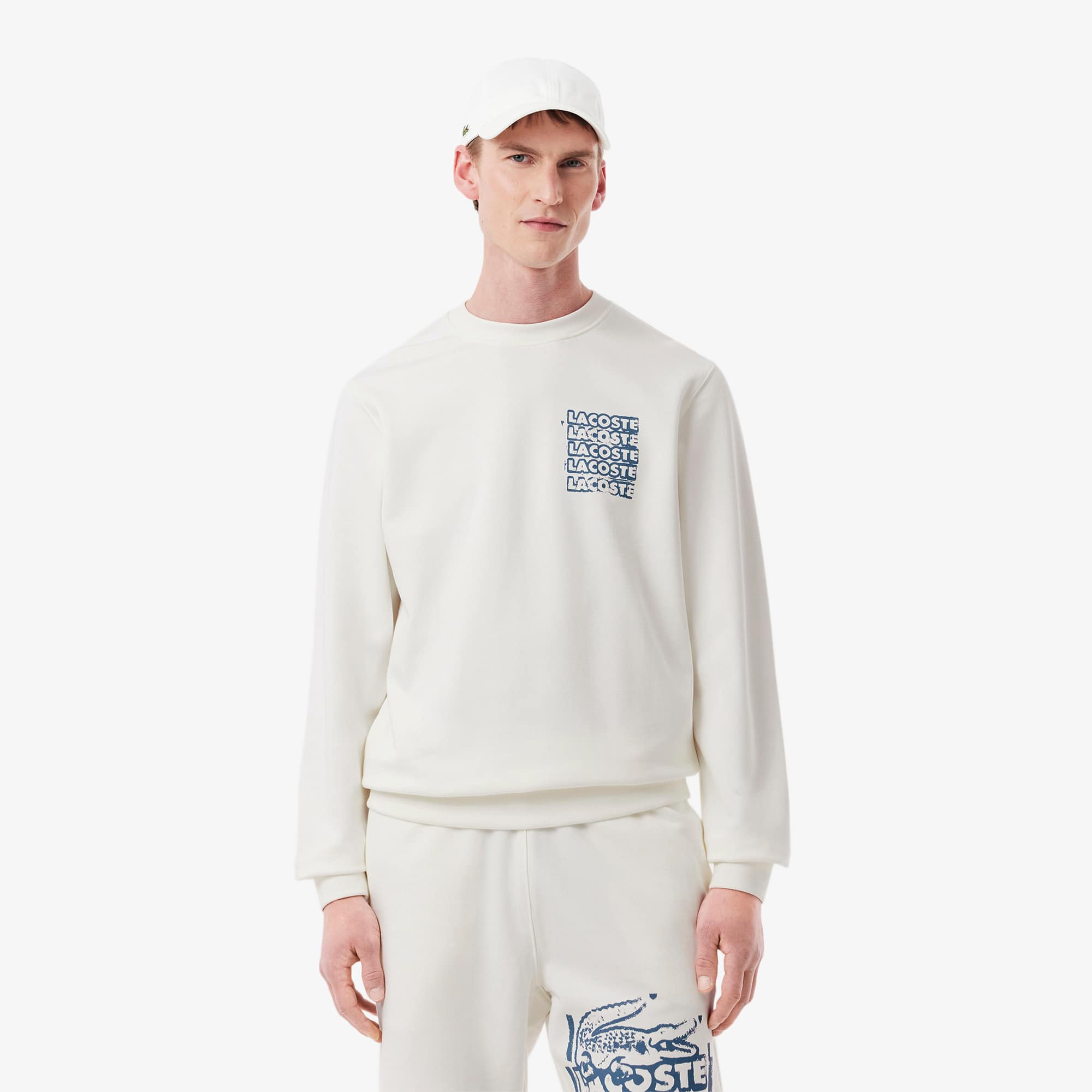 Lacoste Men's Graphic Print Fleece Sweatshirt - M - 4 In White