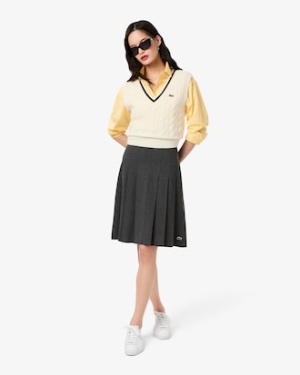 Women's Pleated Flannel Midi Skirt