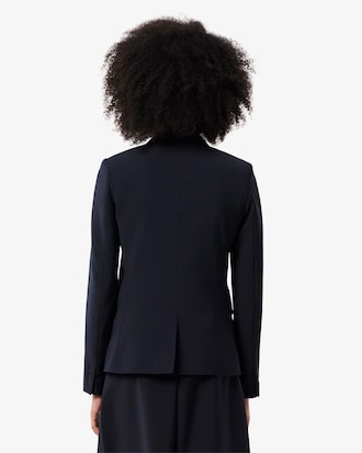 Women's Embroidered Logo Slim Fit Wool Blazer