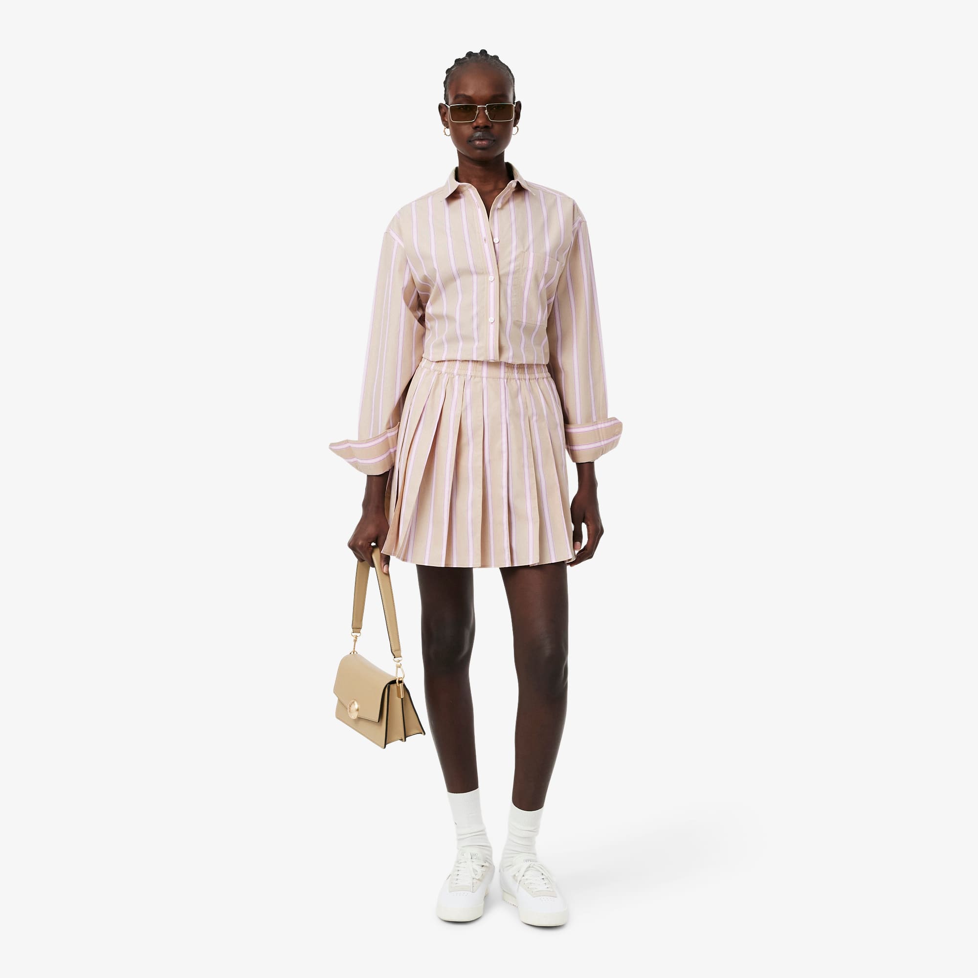 Poplin Short Striped Pleated Skirt - Shorts & Skirts - New In 2026
