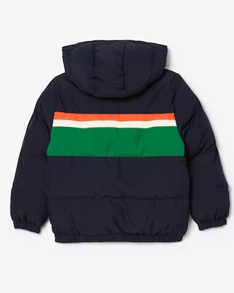 Kids' Contrast Stripe Hooded Puffer Jacket