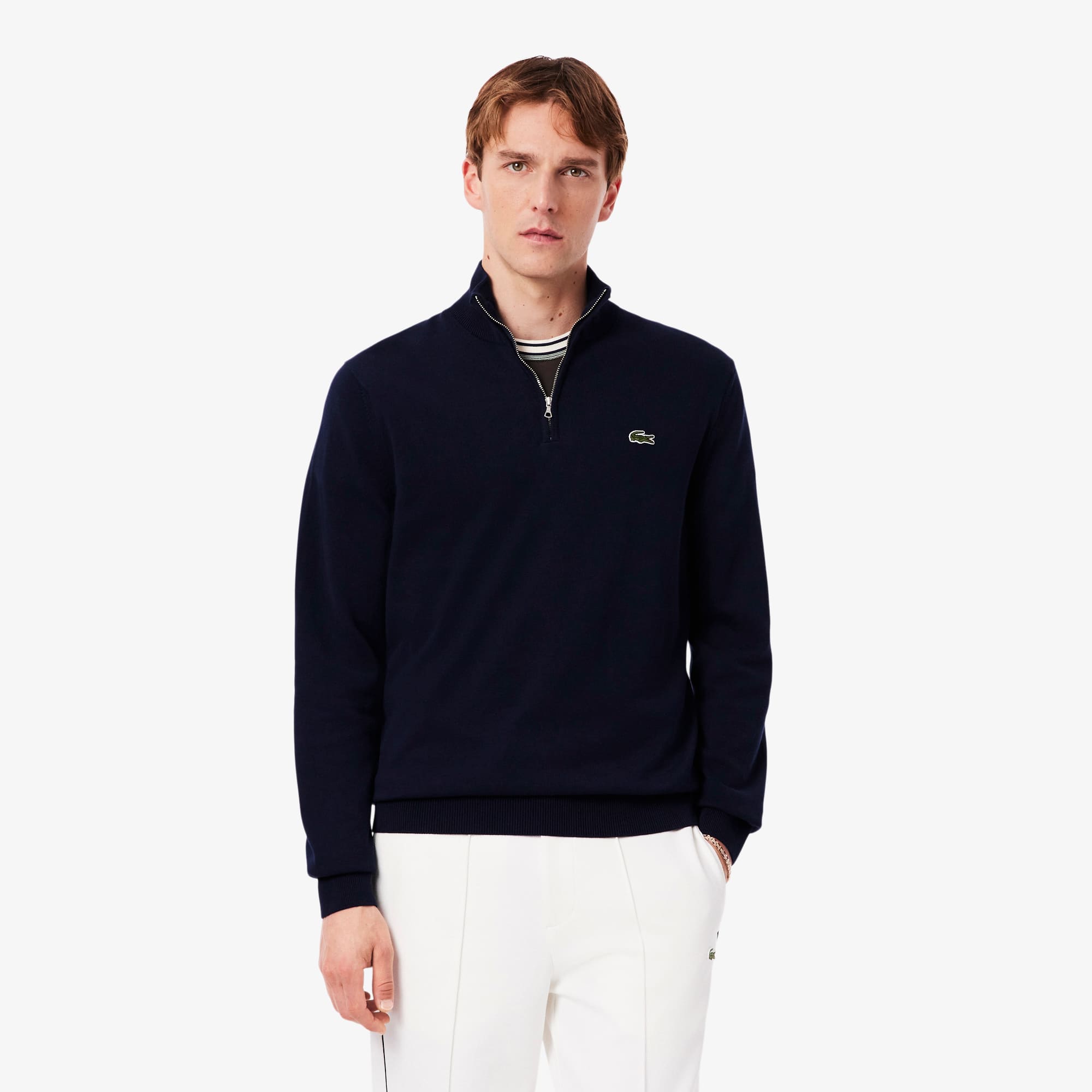 ジャケット・アウター AUTHENTIC series - neck string jumper Men's Zip-Up High-Neck Cotton Sweater - Sweaters