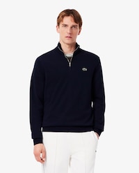 Men's Zip-Up High-Neck Cotton Sweater