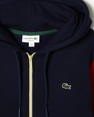 Suet&eacute;r con gorro de corte regular con detalles bloques de color para hombre