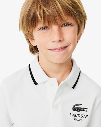 Boys' Stripe Collar Petit Piqué Polo