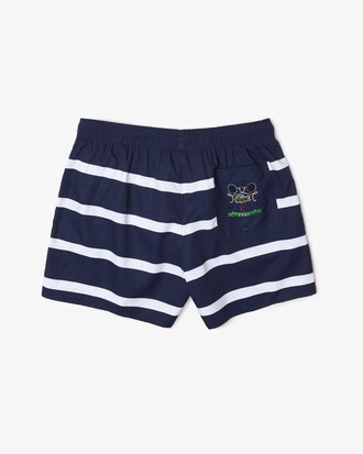 Traje de ba&ntilde;o ligero para hombre a rayas y bordados