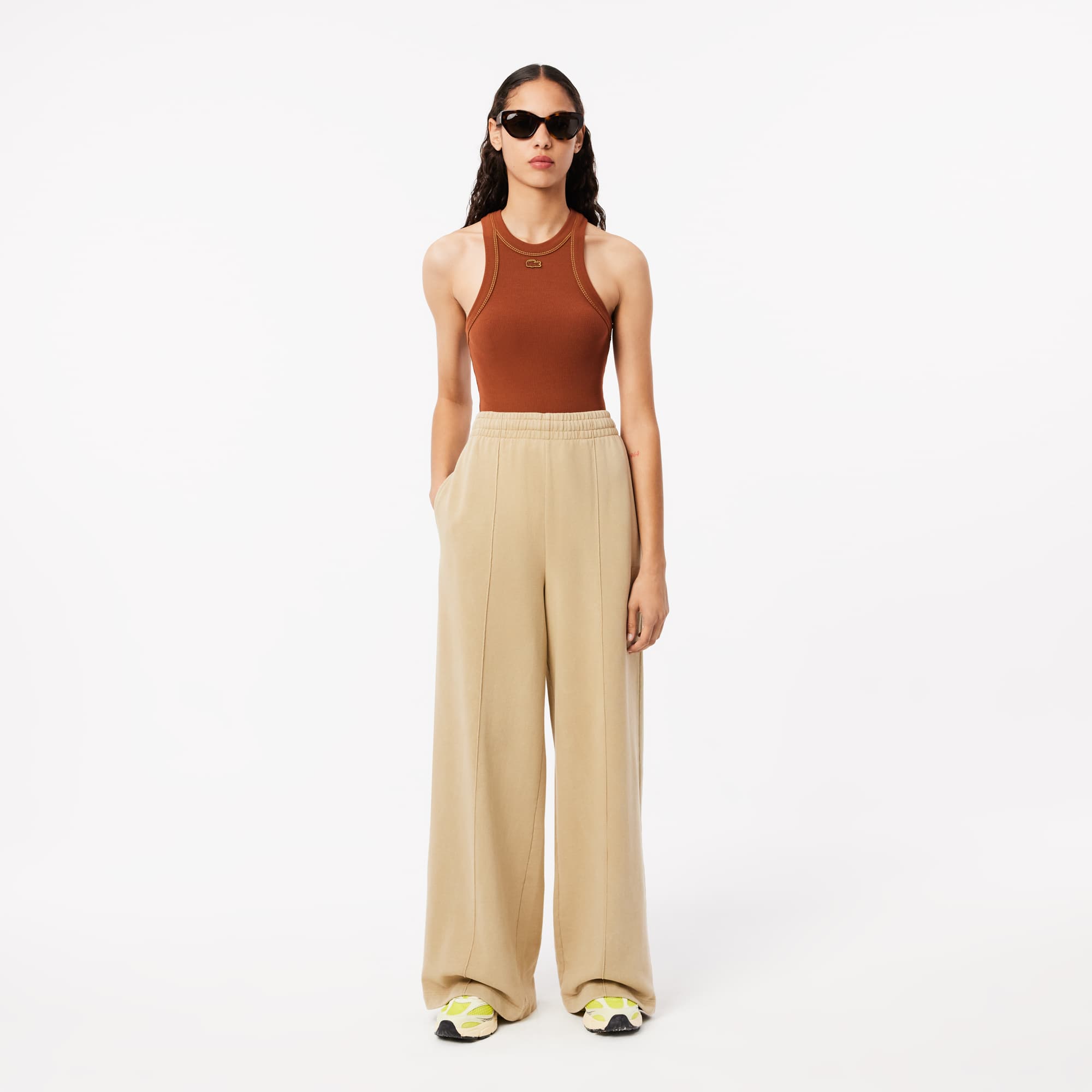 パンツ LACOSTE Women Straight Pants XF9313 GTI Brown LACOSTE Rust Women's Tracksuit Bottoms with Monogram Pattern