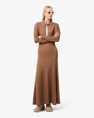 Runway Polo Collar Silk Maxi Dress