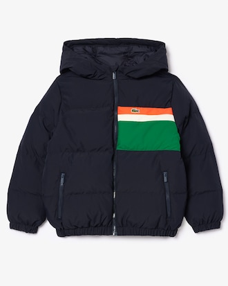 Kids' Contrast Stripe Hooded Puffer Jacket