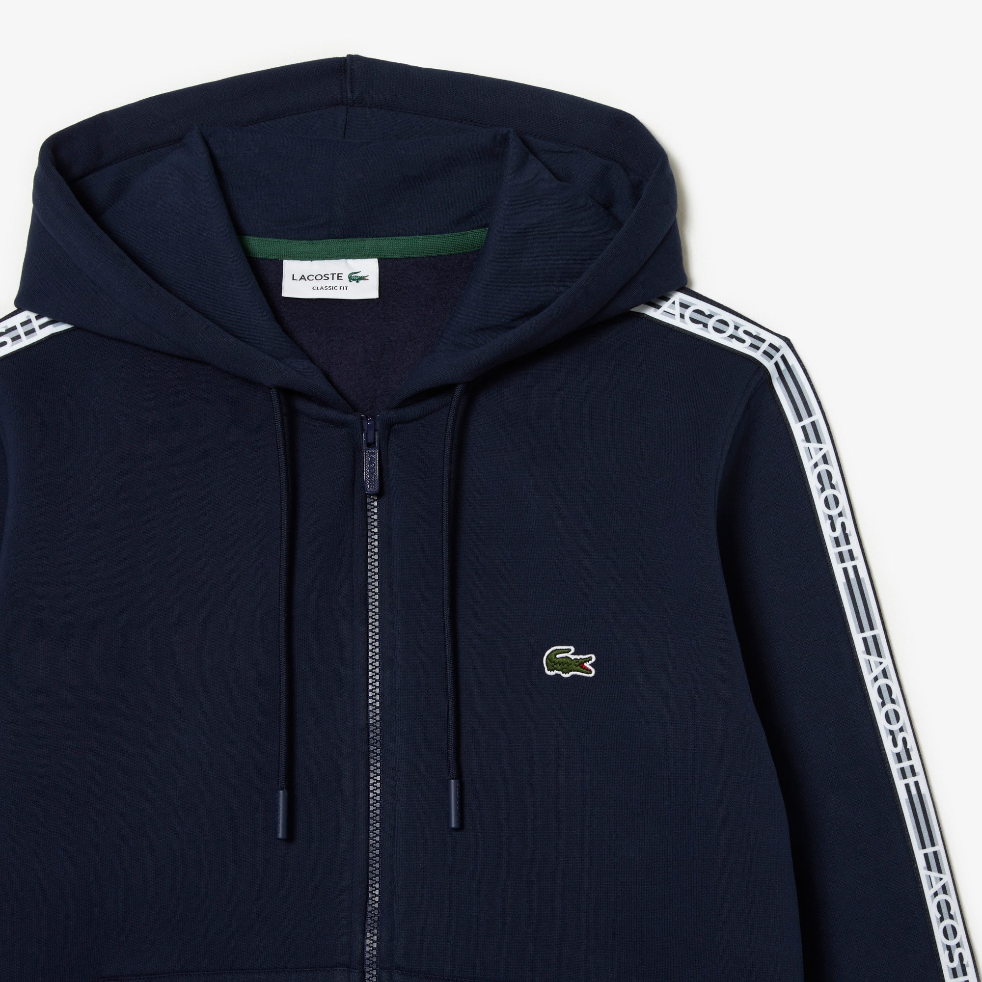 Men's Classic Fit Branded Stripes Zip-Up Hoodie - Sweaters