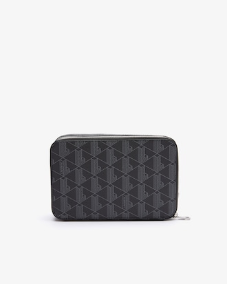 The Blend Zippered Monogram Canvas Clutch