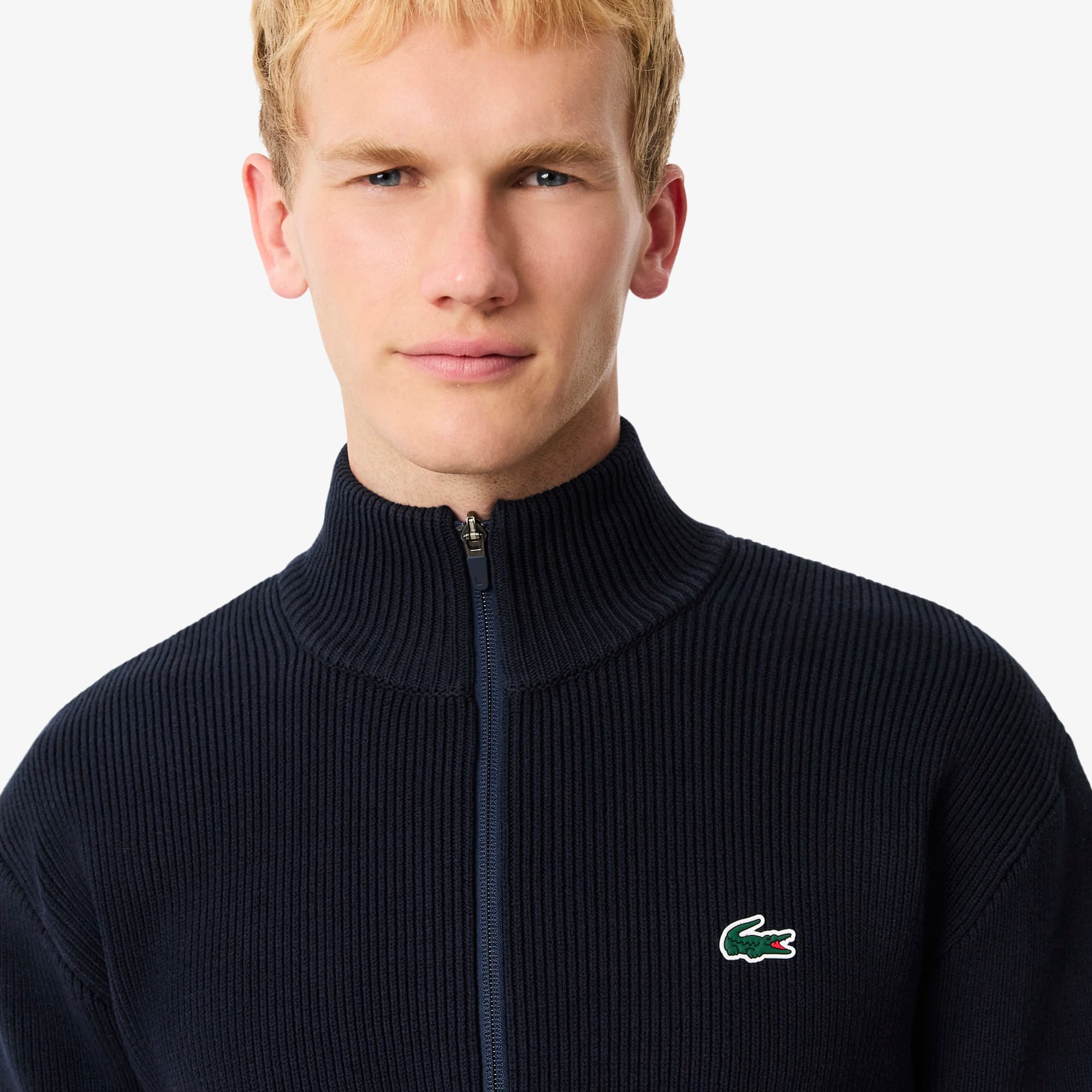 FORME 2026SP ネイビー ニット 長袖 Men's High-Neck Zip-Up Wool Cardigan - Sweaters & Sweatshirts