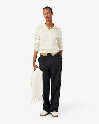 Oversized Wool Blend Pleated Pants