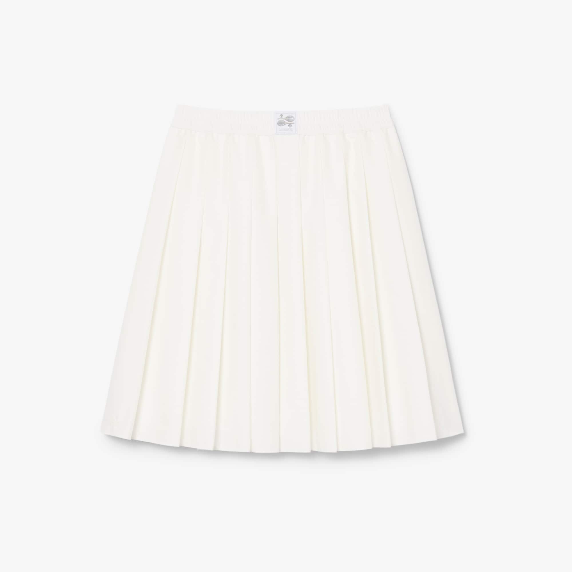 Pleated Petit Piqué Effect Midi Skirt