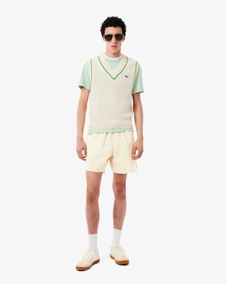 Traje de ba&ntilde;o con textura a rayas de longitud media para hombre