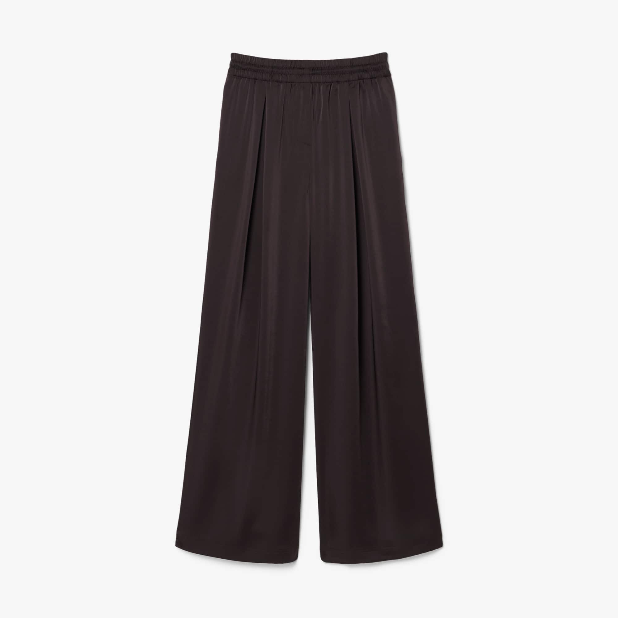 Lacoste Oversized Elasticated Satin Pants - 32 In Brown