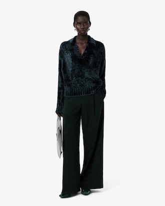 Runway Polo Collar Velour Sweater