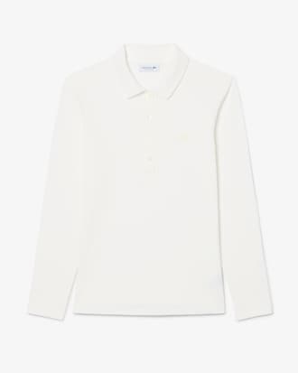 Polo femme slim fit &agrave; manches longues en piqu&eacute; stretch