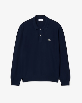 Classic Fit Long Sleeved Knitted Polo Shirt