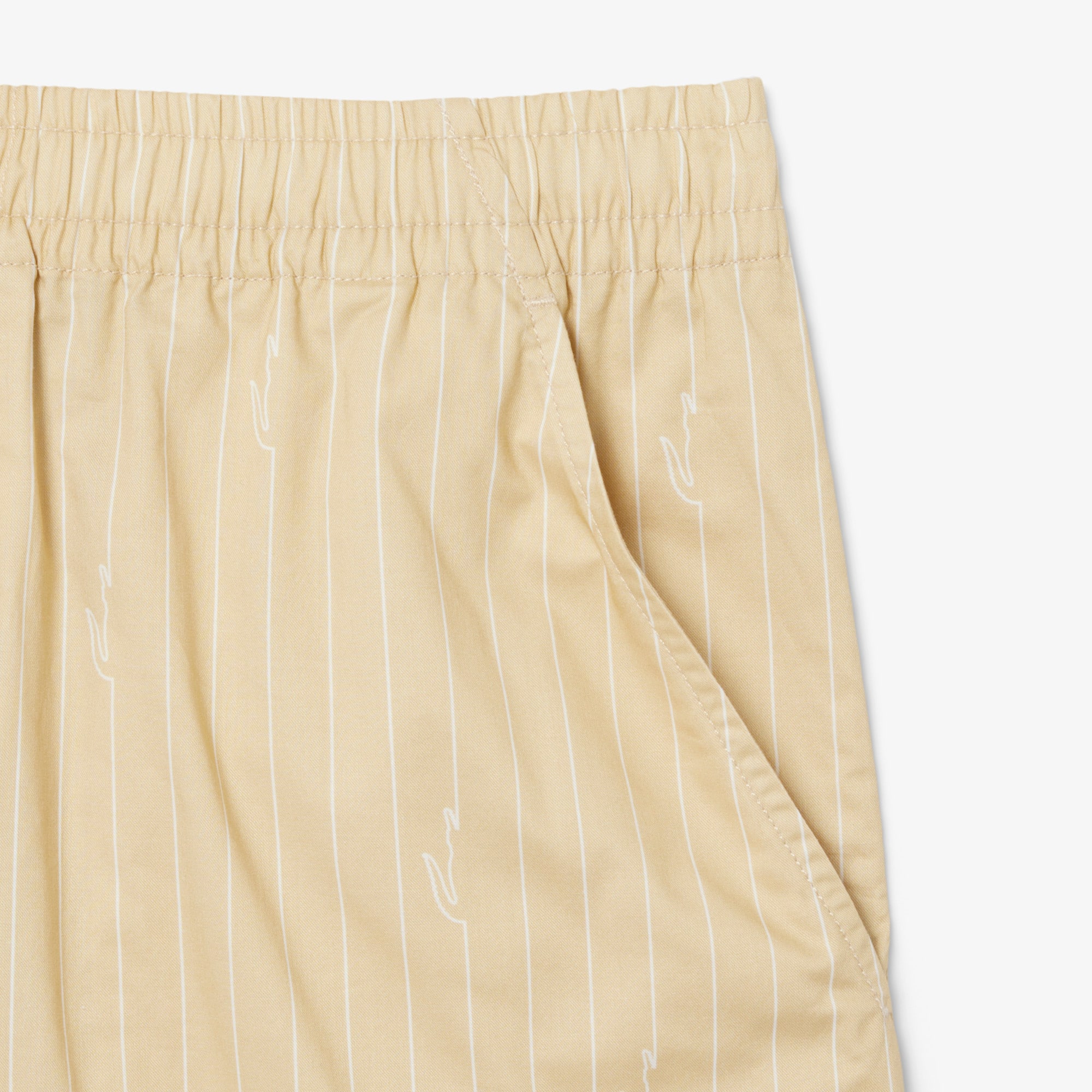 Crocodile Print Stripe Cotton Shorts