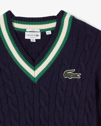 Pull en laine torsadée avec rayures color-block