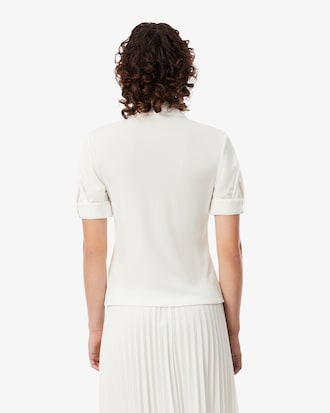 Slim Fit Puffed Sleeve Fluid Jersey Polo Shirt