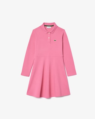 Kids' Long Sleeve Stretch Piqué Polo Dress