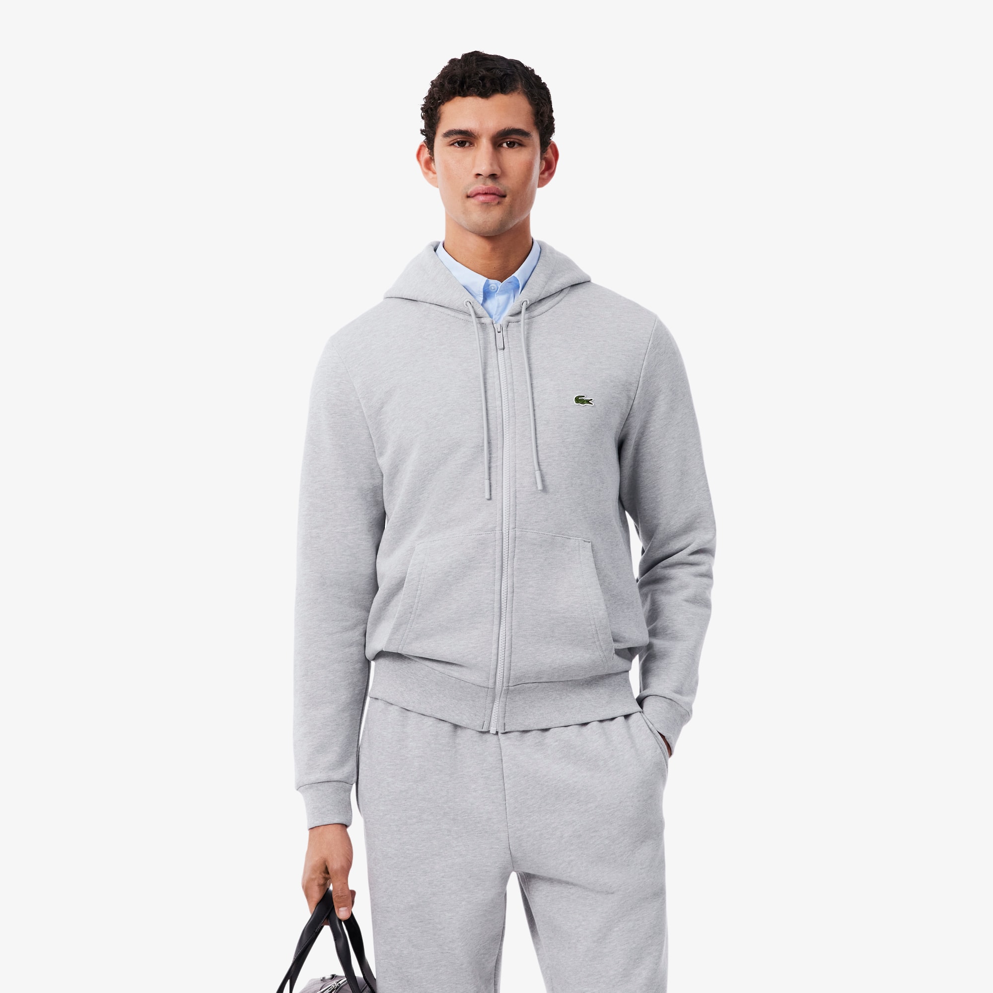 LACOSTE グレー ジップアップトレーナー Men's Classic Fit Zip-Up Fleece Sweatshirt - Sweaters
