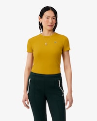 Playera de Corte Slim de Algod&oacute;n Acanalado para Mujer