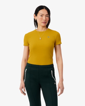 Playera de Corte Slim de Algod&oacute;n Acanalado para Mujer
