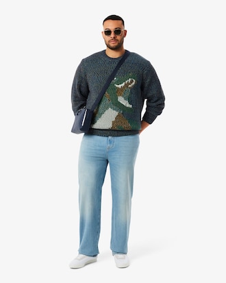 Su&eacute;ter De Punto Trenzado Con Intarsia De Cocodrilo