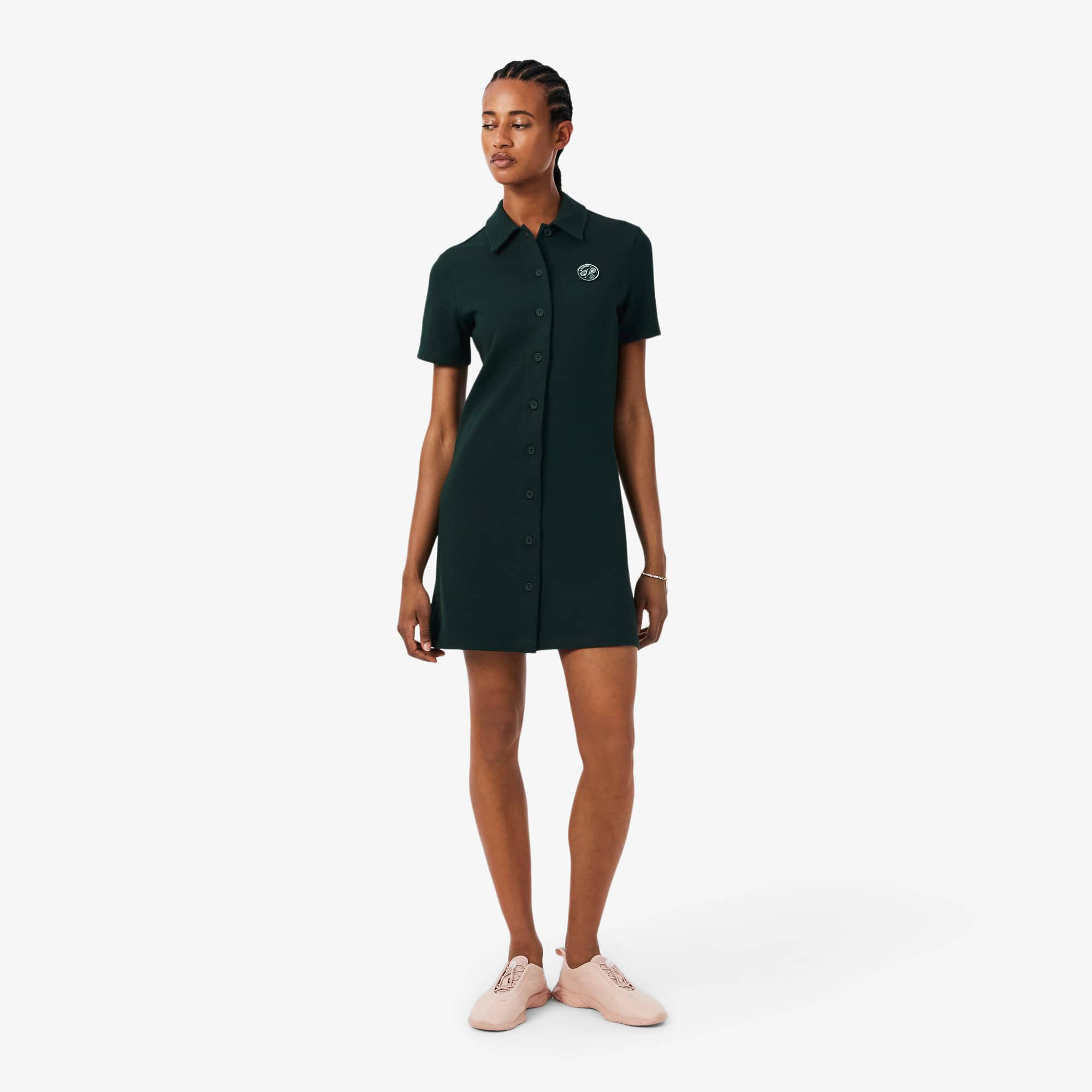 Tennis Badge Accent Polo Collar Piqué Dress