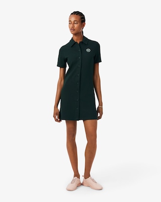 Tennis Badge Accent Polo Collar Piqu&eacute; Dress