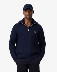 Pull demi-zippé col montant laine épaisse