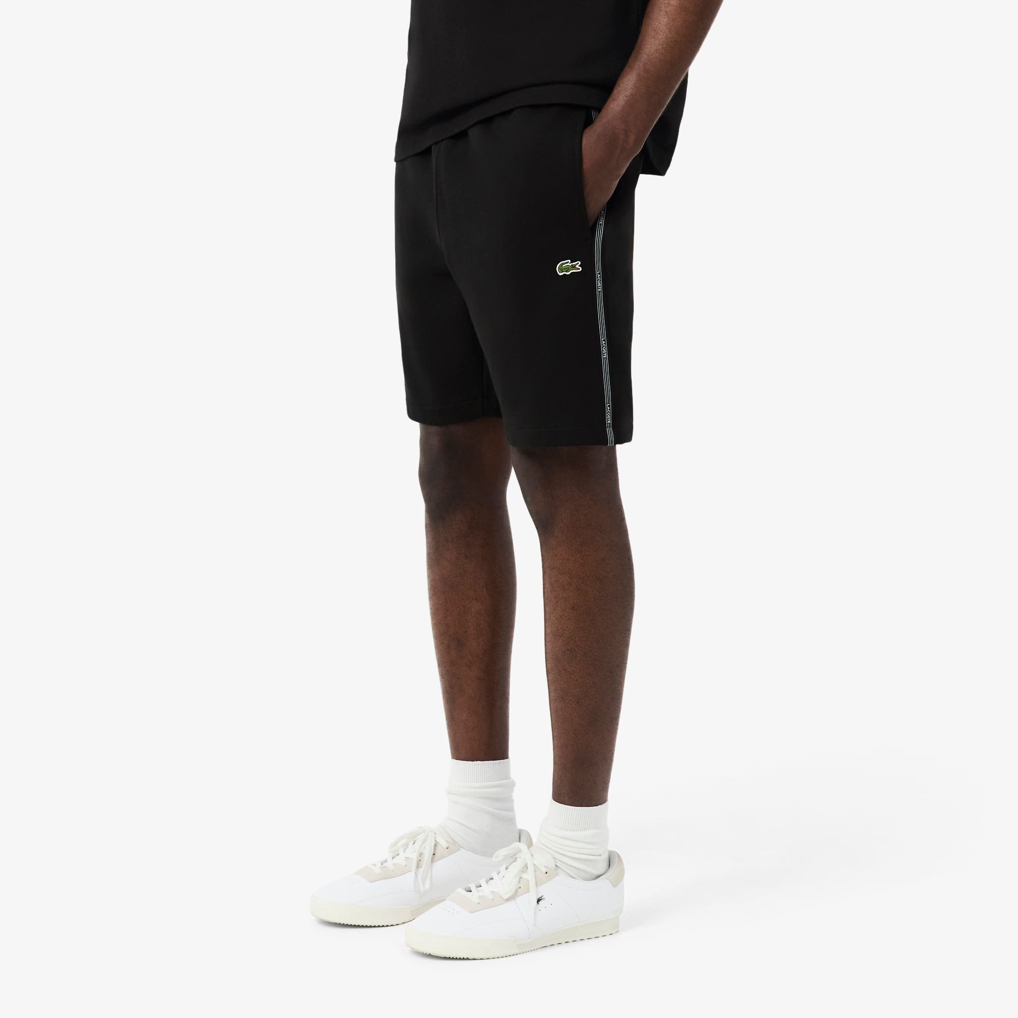 Regular Fit Logo Stripe Fleece Shorts